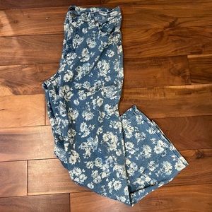 Flower Print Blue Jeans